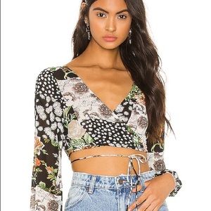 superdown Floral Wrap Top